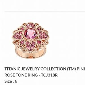 TITANIC‎ JEWELRY COLLECTION (TM) PINK CRYSTAL ROSE TONE RING - TCJ318RSize 8